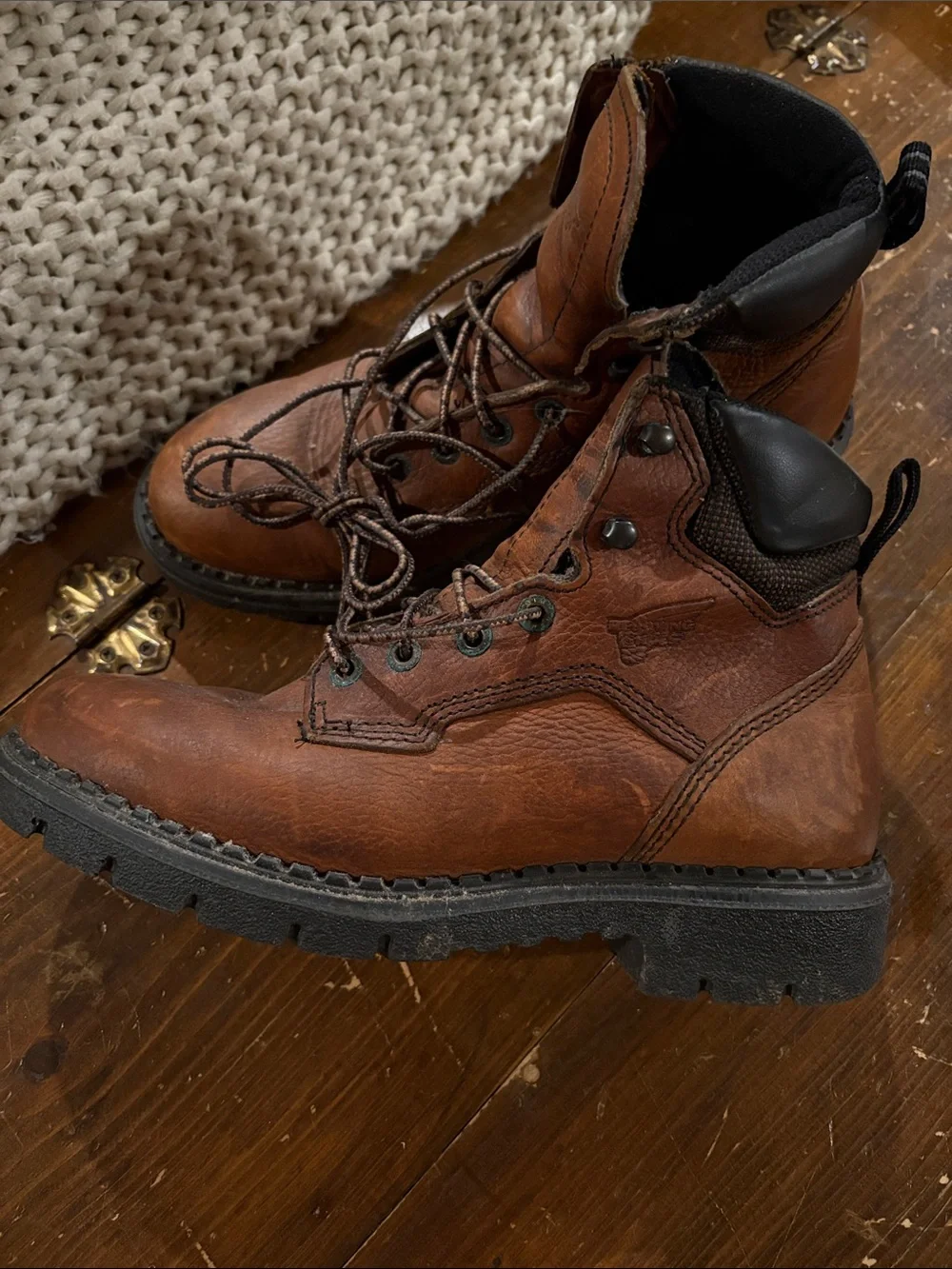 Red Wing Shoes Brown Leather Work Boots